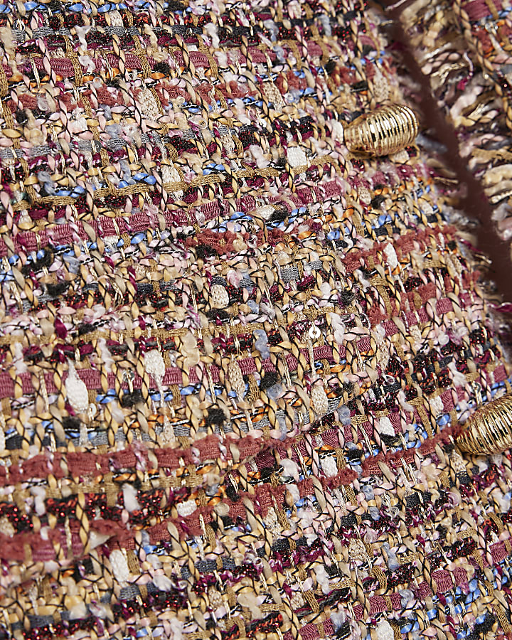 Red Boucle Edge To Edge Jacket