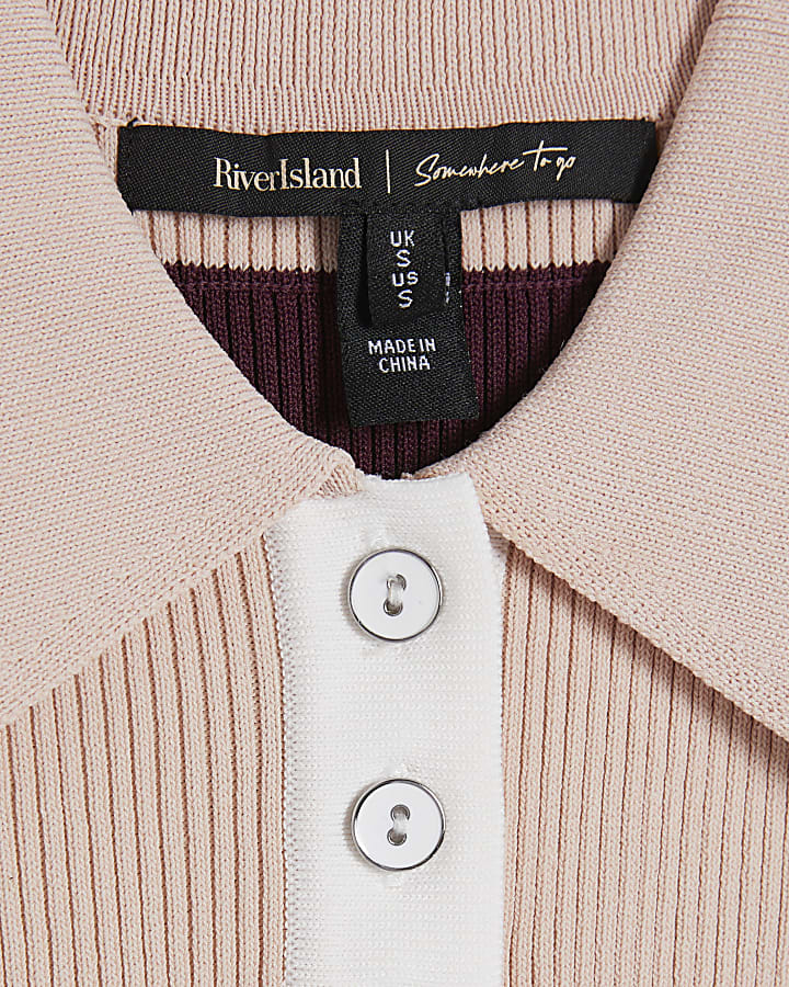 Red Ribbed Short Sleeve Layered Polo Shirt