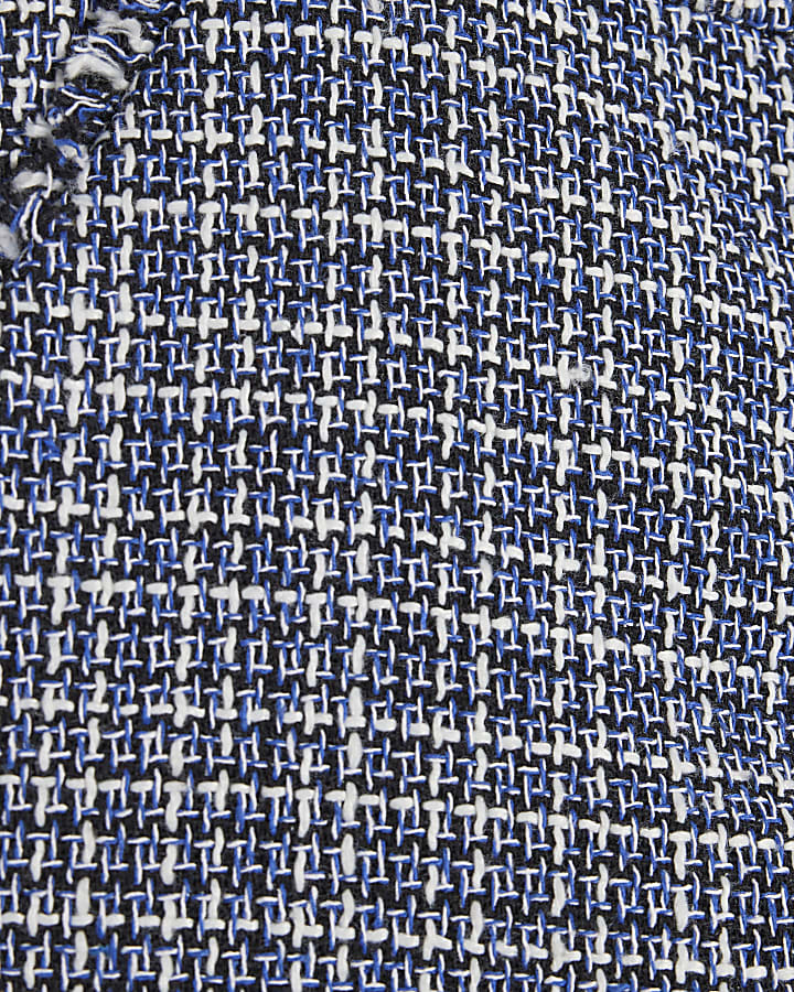 Blue Boucle Fringed Shorts