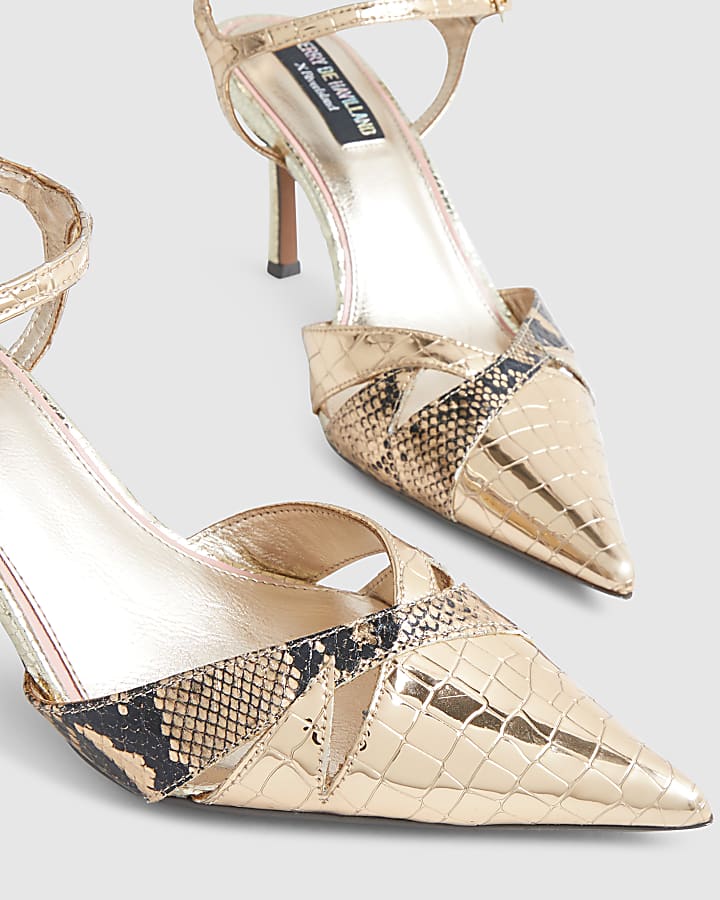 Rose Gold Cut Out Detail Court Heels