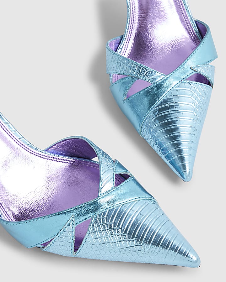 Blue Cut Out Detail Court Heels
