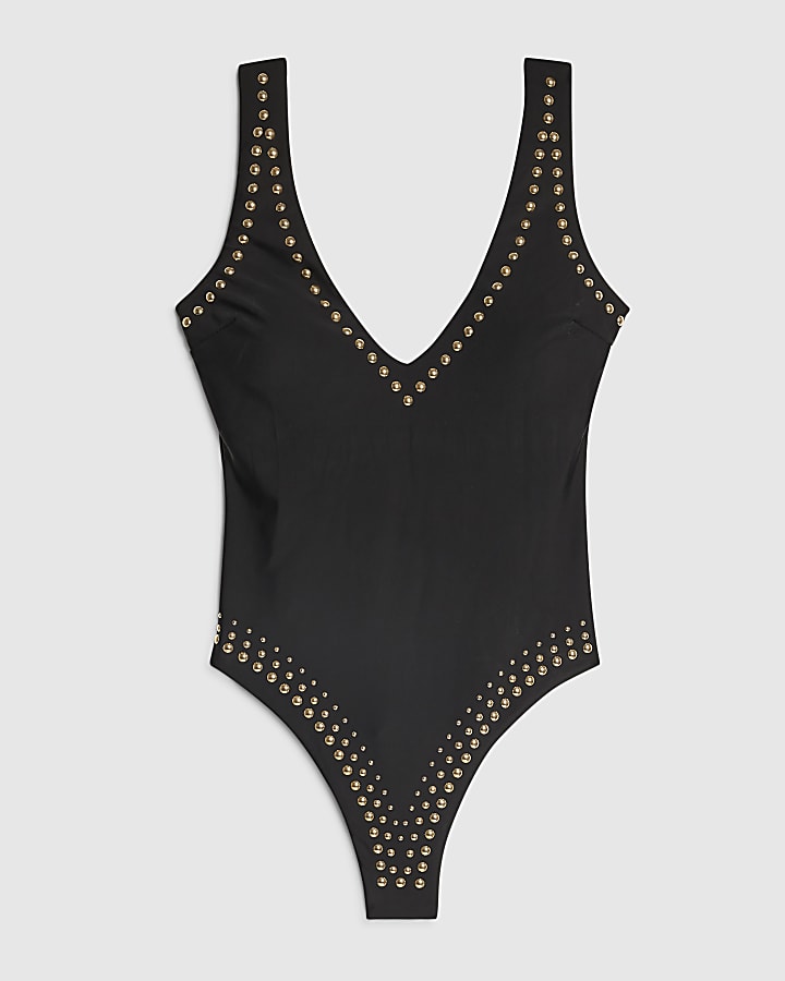 Black Studded Swimsuit