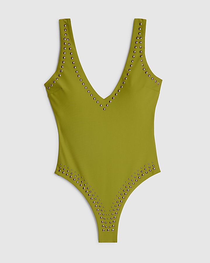 Khaki Studded Swimsuit