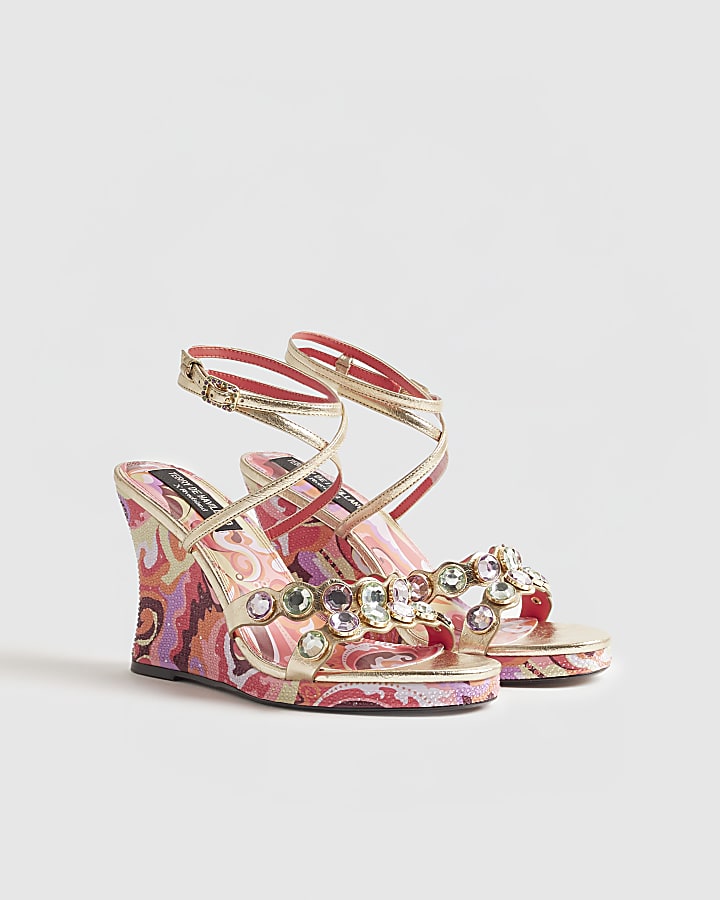 Pink Gem Detail Wedges