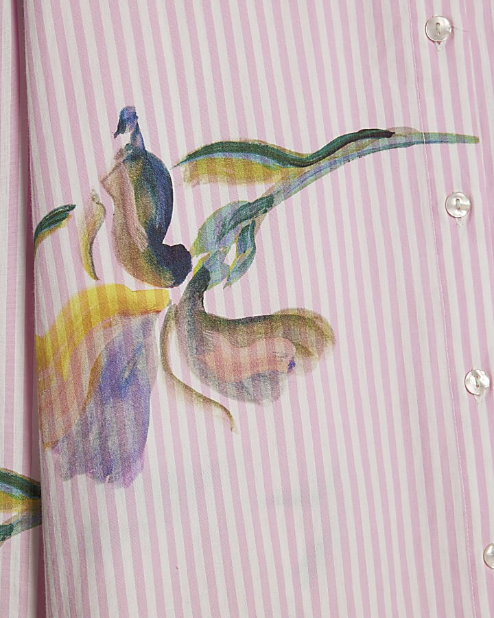 Pink Floral Stripe Shirt