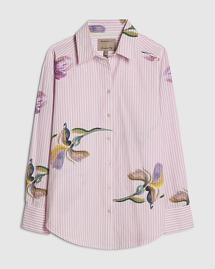 Pink Floral Stripe Shirt