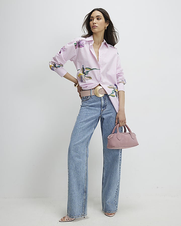 Pink Floral Stripe Shirt
