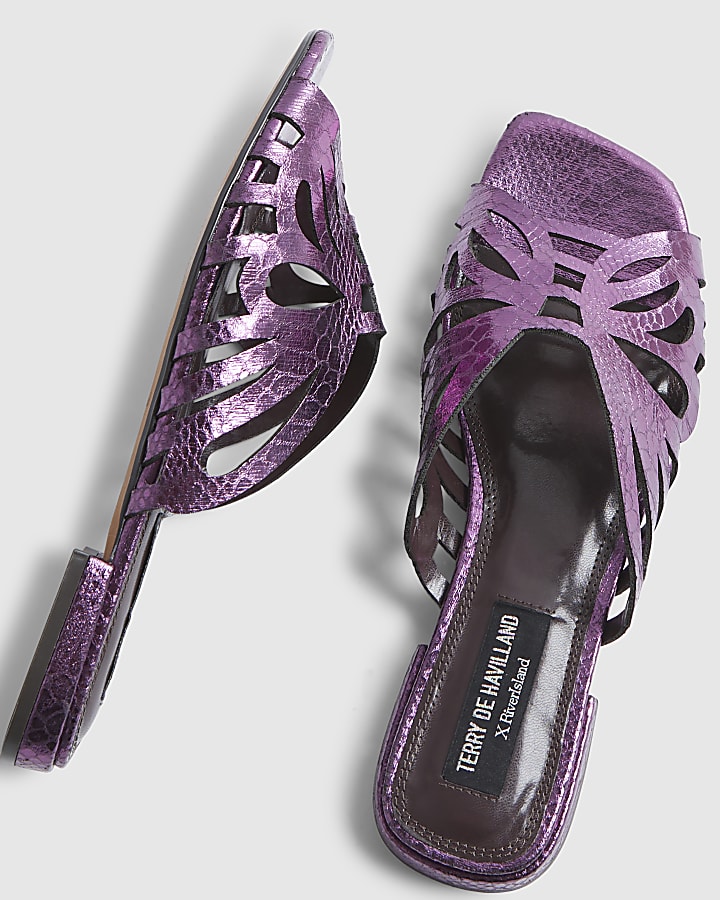 Purple Butterfly Flat Sandals