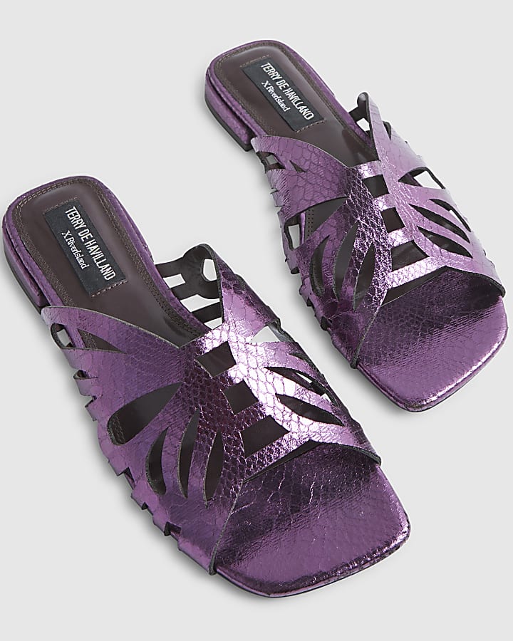 Purple Butterfly Flat Sandals