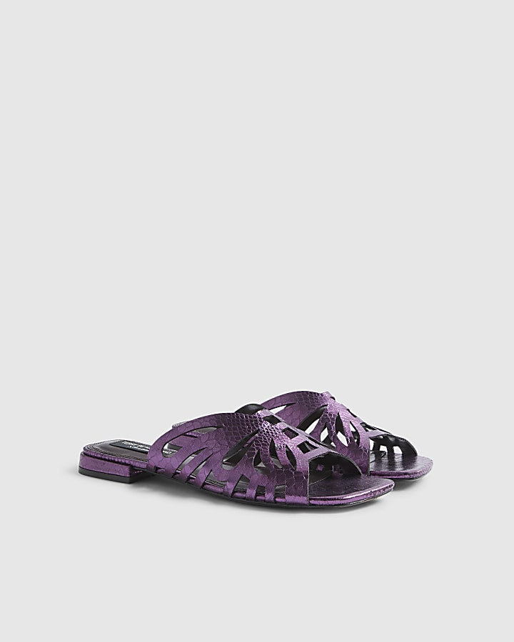 Purple Butterfly Flat Sandals