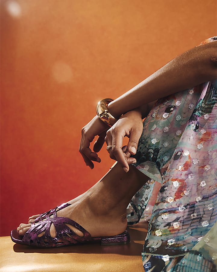 Purple Butterfly Flat Sandals