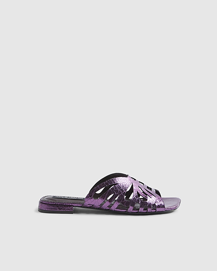 Purple Butterfly Flat Sandals