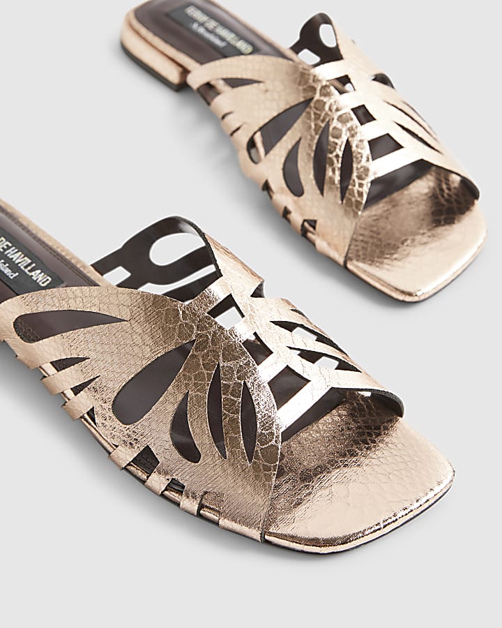 Rose Gold Butterfly Mule Flat Sandals
