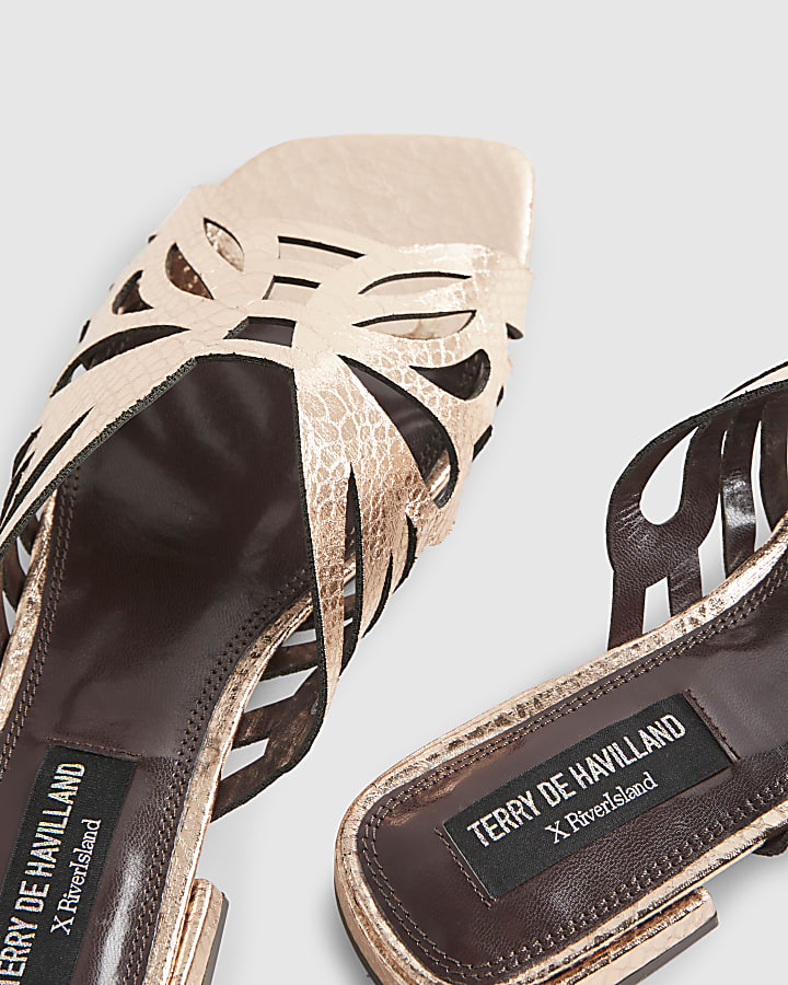 Rose Gold Butterfly Mule Flat Sandals