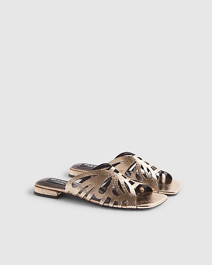 Rose Gold Butterfly Mule Flat Sandals