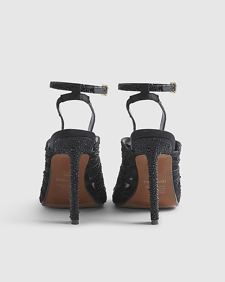 Black Butterfly Caged Heels