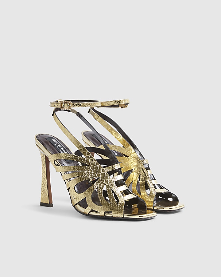 Gold Butterfly Caged Heels