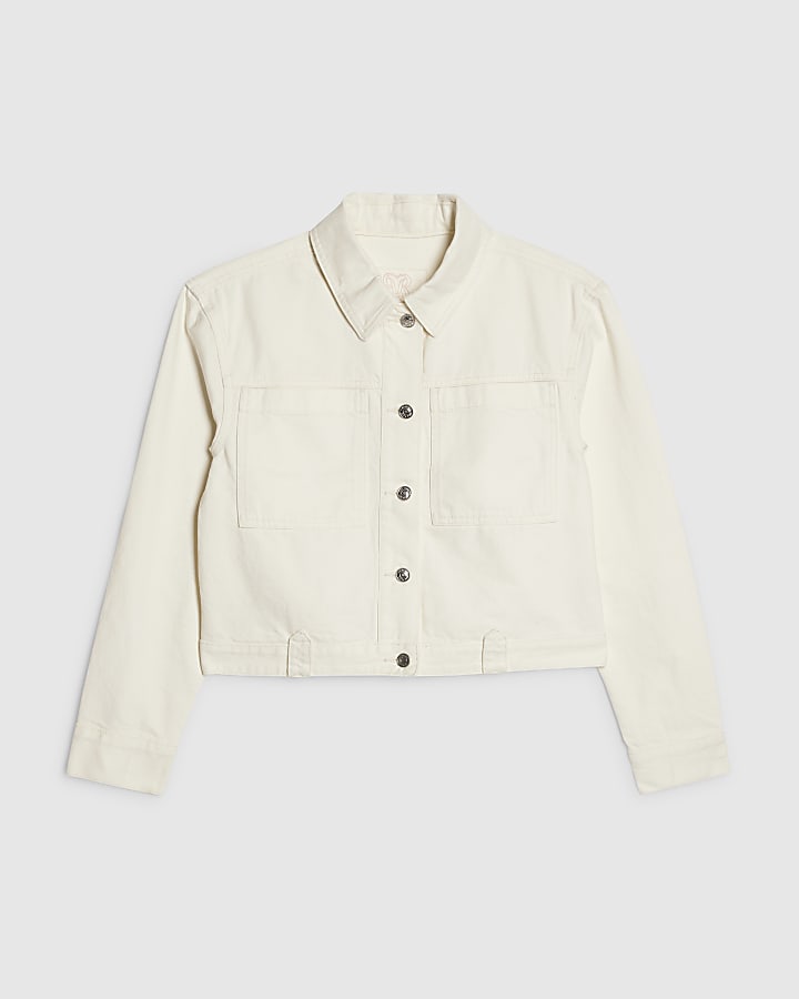 Cream Pocket Front Denim Jacket