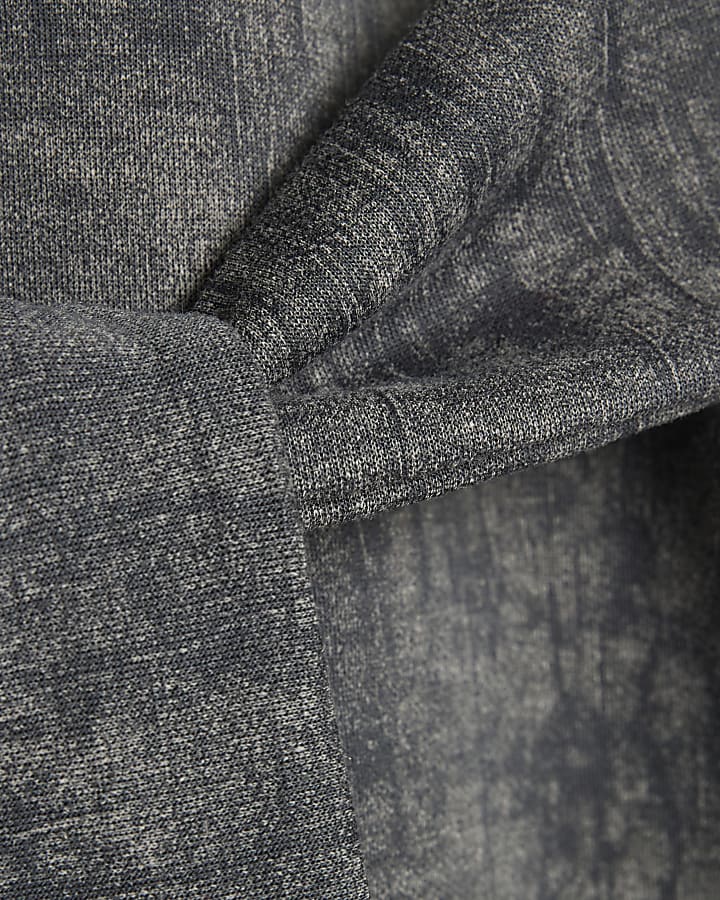 Grey Premium Crinkle Effect Tie Front Top