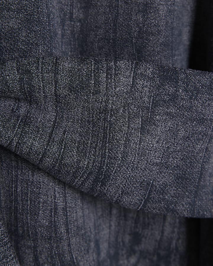 Navy Premium Abstract Print Tie Front Top