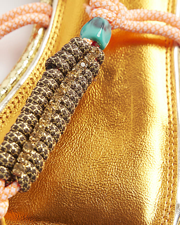 Pink Scarf Tie Rope Flat Sandals