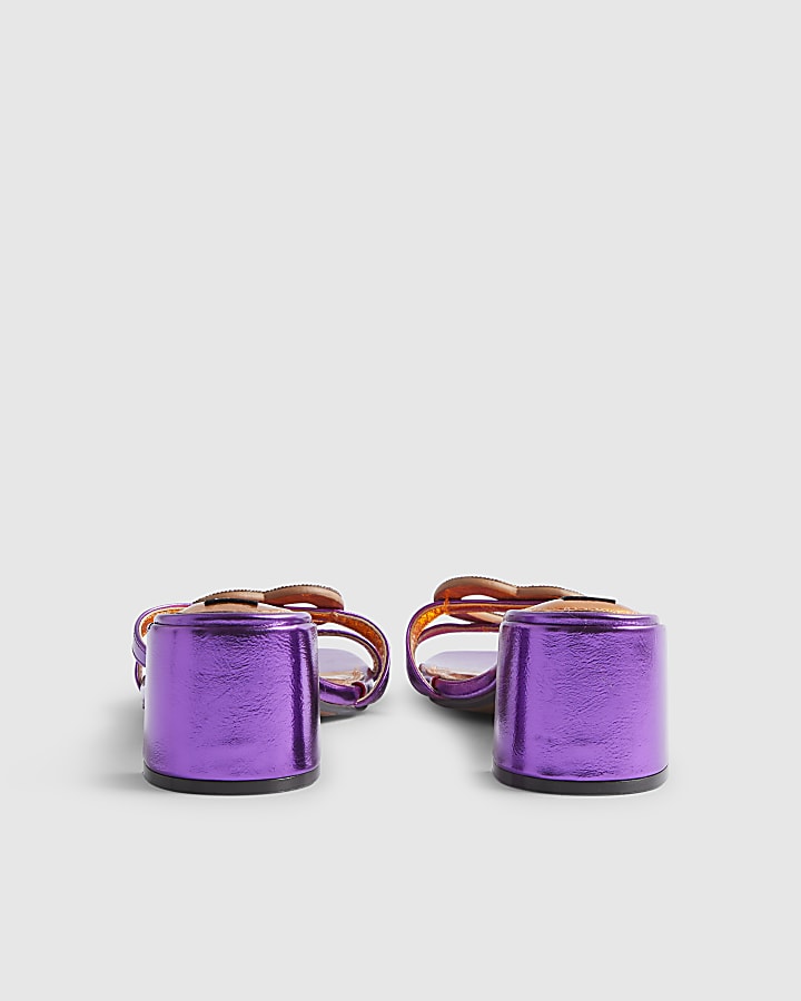 Purple Heart Heeled Mule Sandals