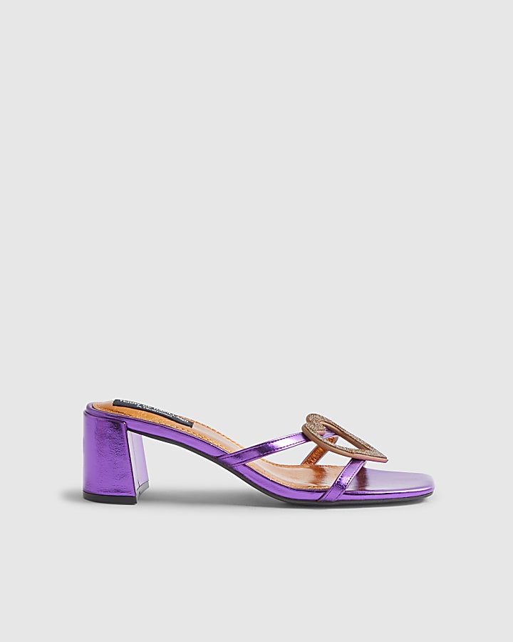 Purple Heart Heeled Mule Sandals