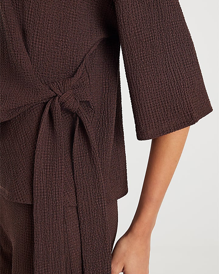 Brown Textured Tie T-shirt