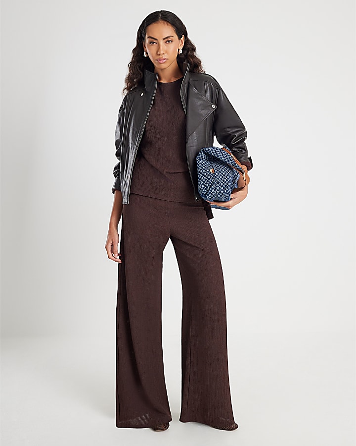 Brown Textured Tie T-shirt