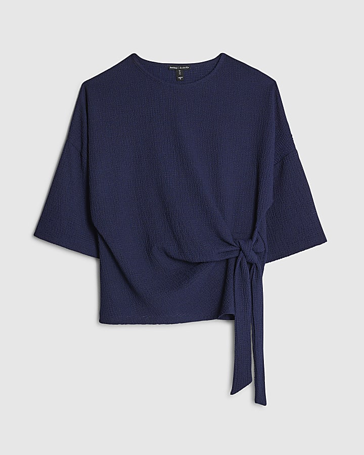 Navy Textured Tie T-shirt