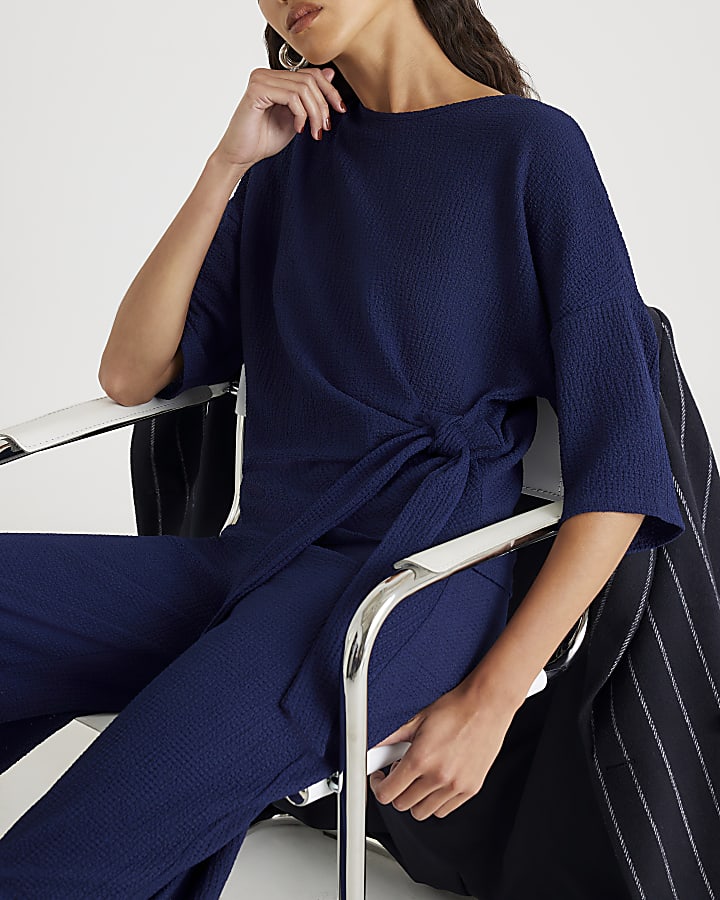 Navy Textured Tie T-shirt