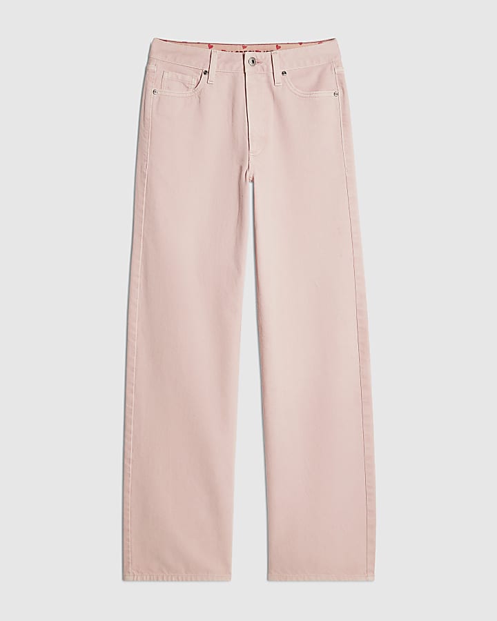 Pink Relaxed Straight Jeans
