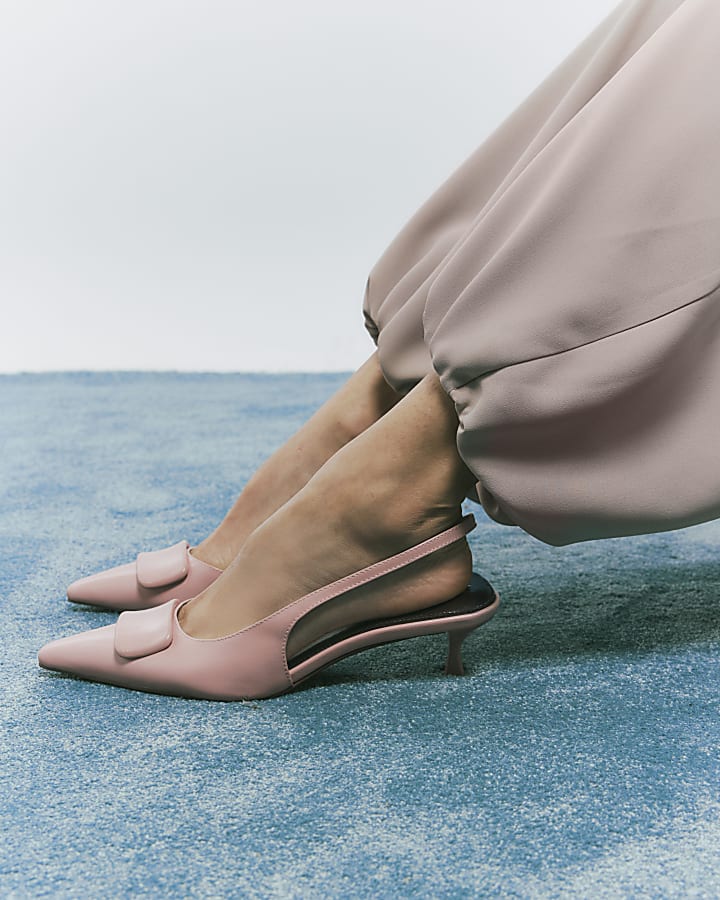 Pink Pointed Sling Back Court Heels