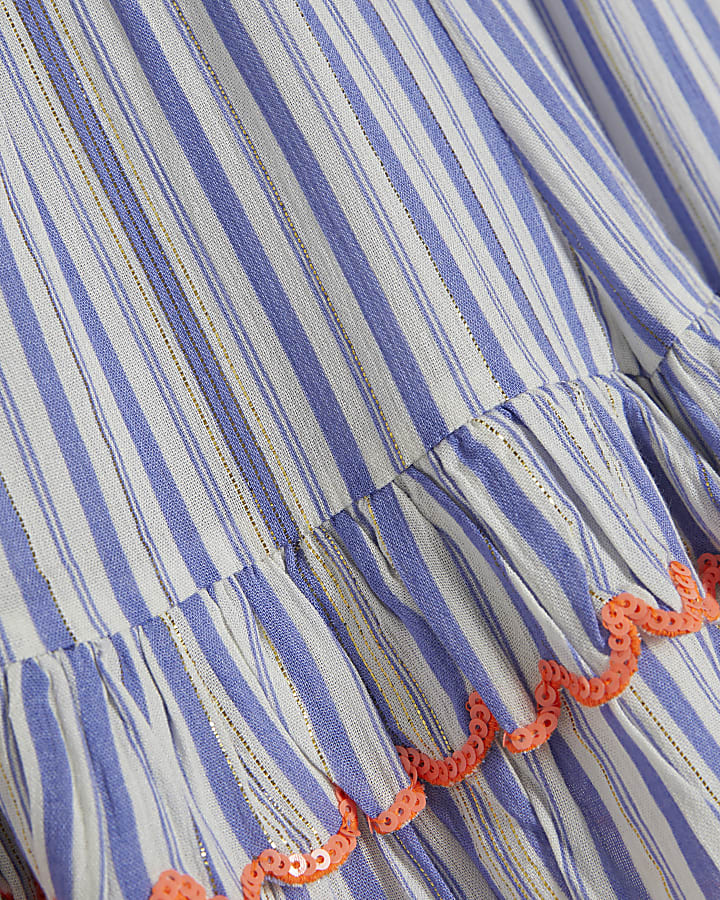 White Striped Sequin Embellished Shorts