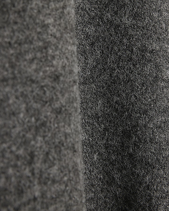 Grey Knitted Frill Cuff Tie Back Jumper