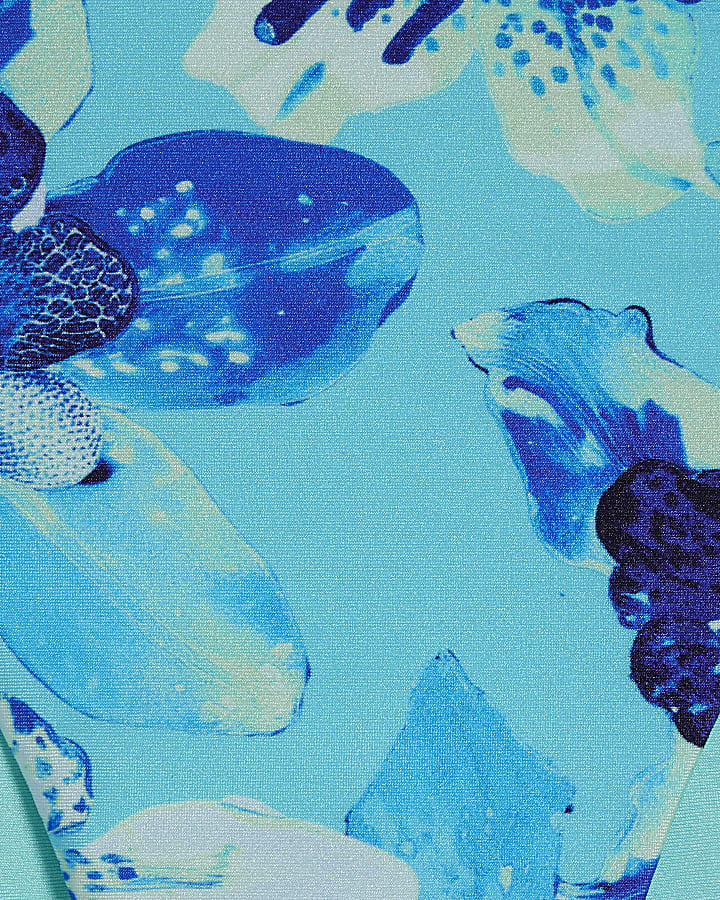 Blue Reversible Floral Print Bikini Bottoms