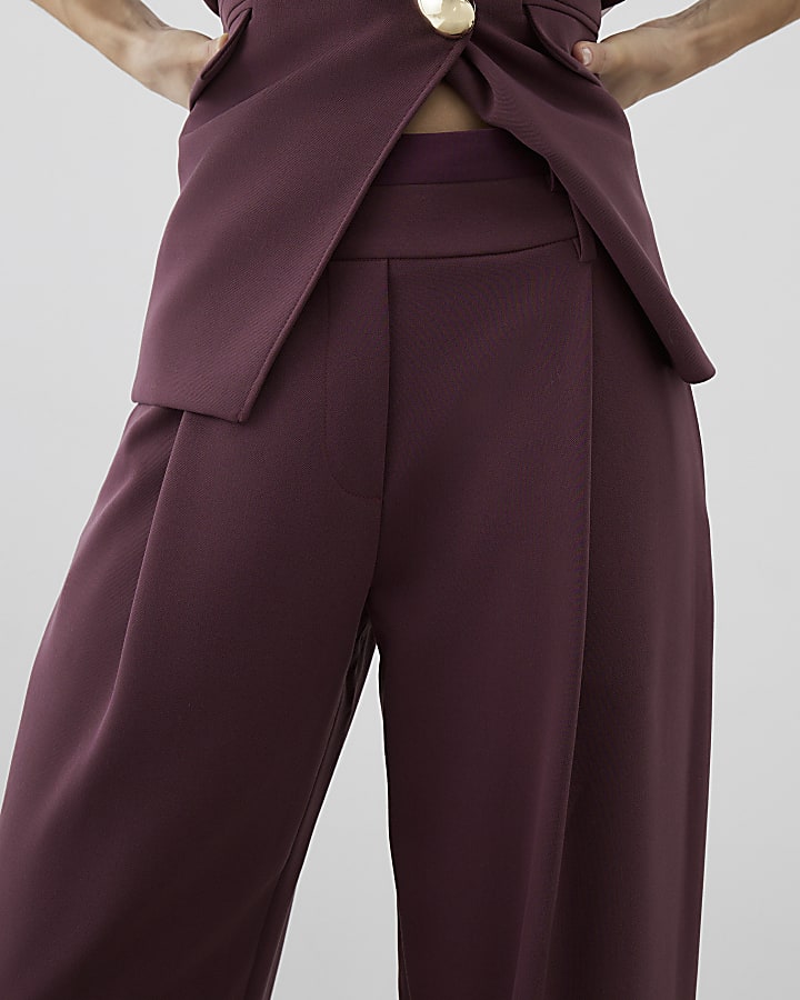 RI Studio Red High Waisted Wide Leg Trousers