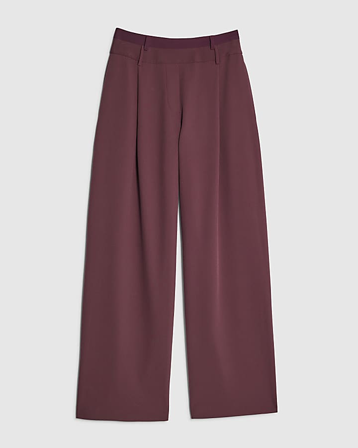 RI Studio Red High Waisted Wide Leg Trousers