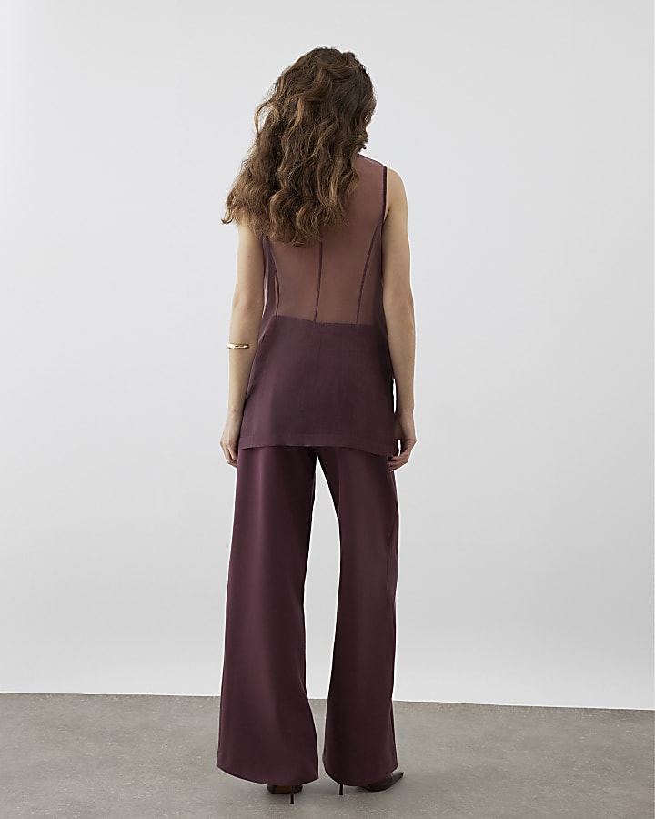 RI Studio Red High Waisted Wide Leg Trousers