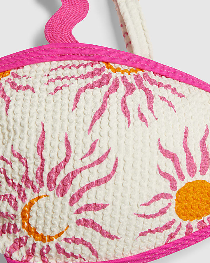 White Sun Print Cami Bikini Top