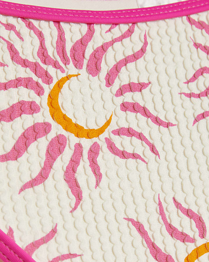 White Sun Print Bikini Bottoms