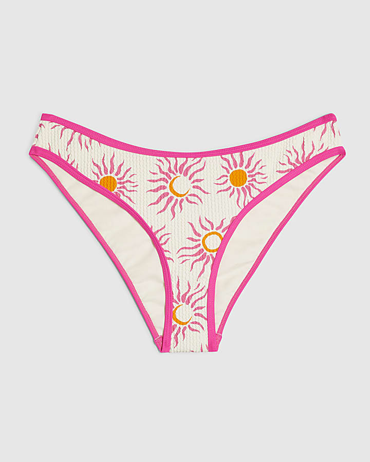White Sun Print Bikini Bottoms