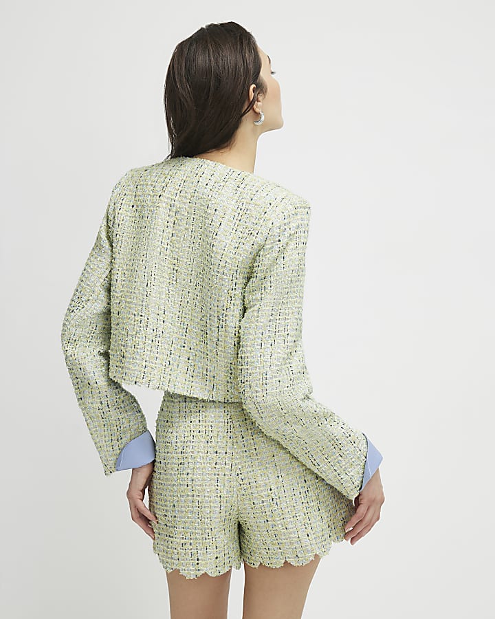 Green Scallop Trim Boucle Trophy Jacket