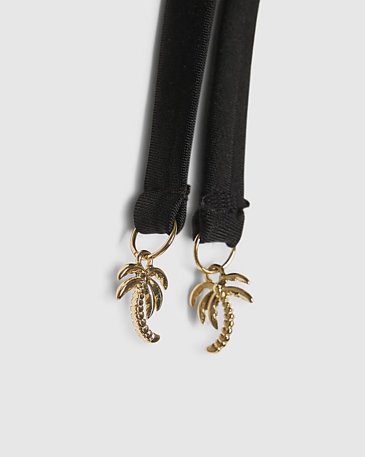 Black Studded Triangle Bikini Top