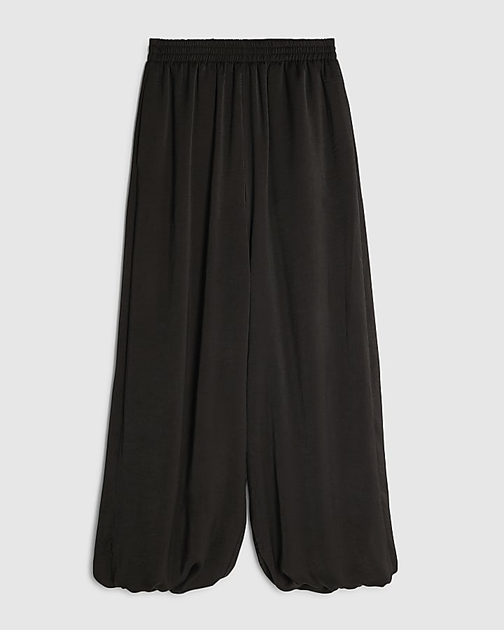 Black Satin Balloon leg trousers