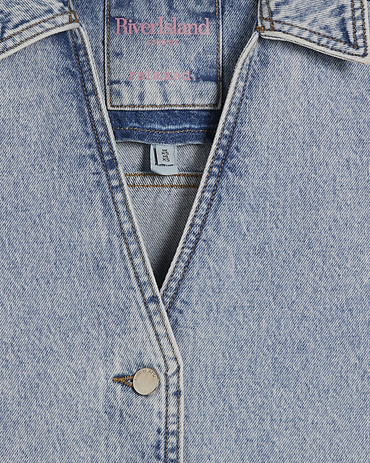 Blue Collared Boxy Denim Shirt