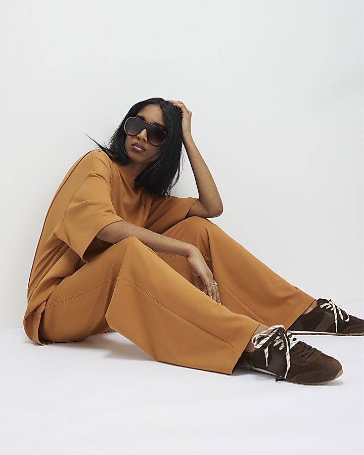 Orange Wide Leg Joggers