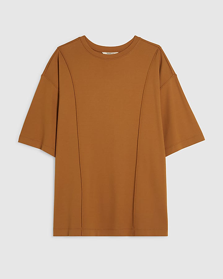 Orange Oversized Seam Front T-Shirt