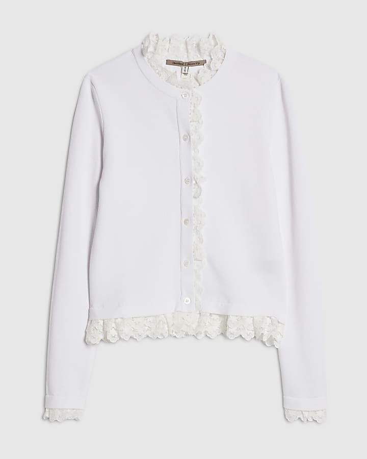 Cream Lace Trim Cardigan