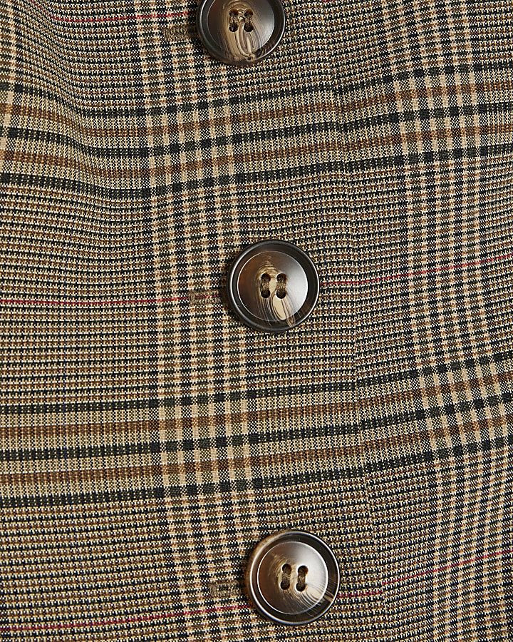 Petite Brown Check Print Bandeau Top